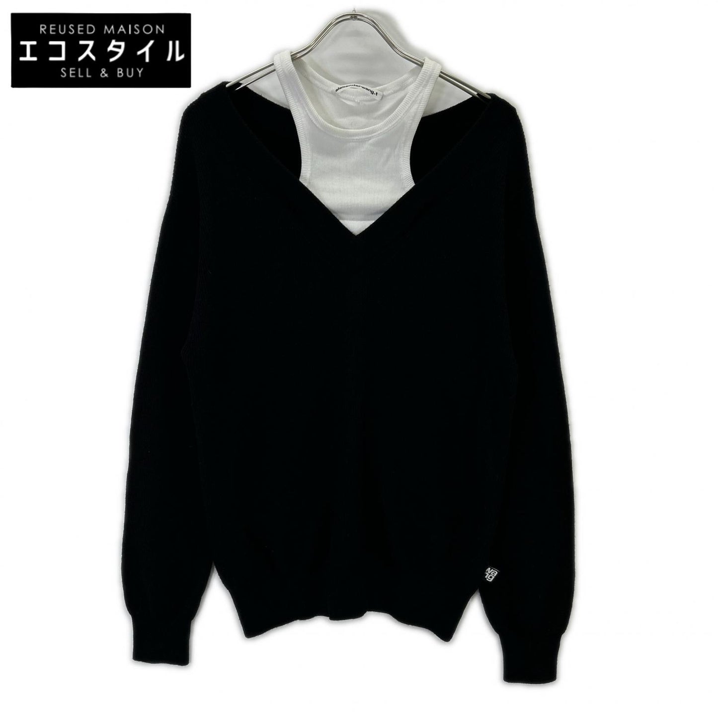 ALEXANDER WANG アレキサンダーワン ブラック CA00985 レイヤードニット トップス
