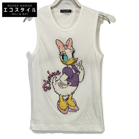 DOLCE&GABBANA Dolce & Gabbana TJFE/7519 White Cotton Daisy Duck Tank Top