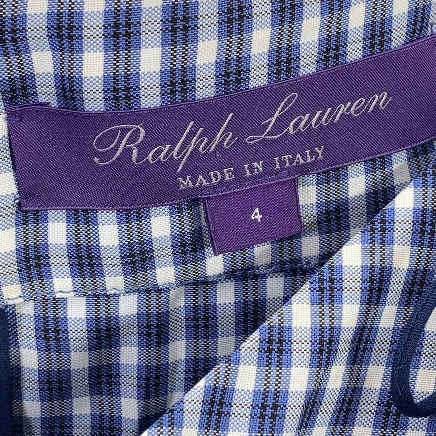 Ralph Lauren PURPLE LABEL Ralph Lauren Purple Label 290707860001 Blue Rayon Gingham Check Dress Dress