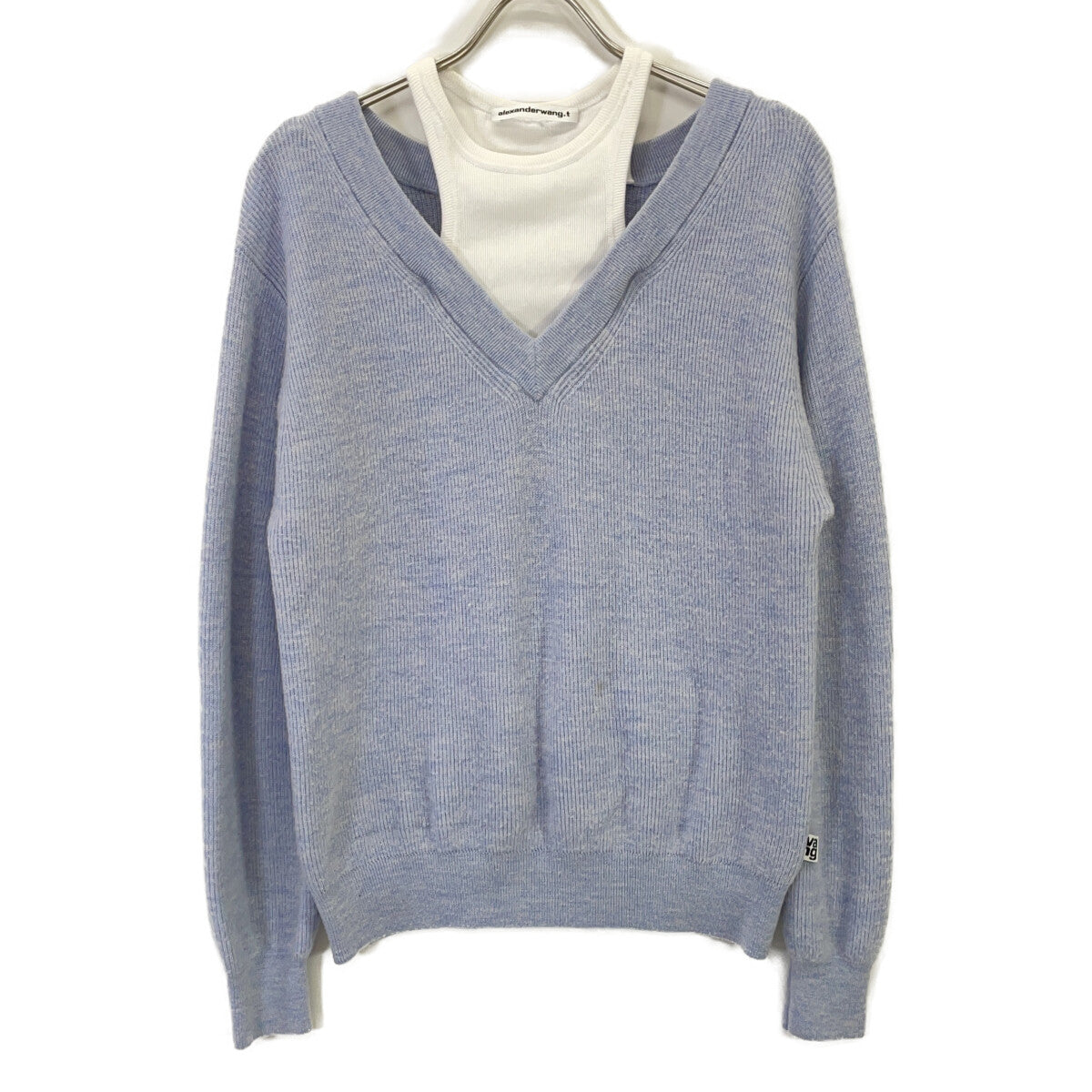 ALEXANDER WANG Light Blue CA00985 Layered Knit Top