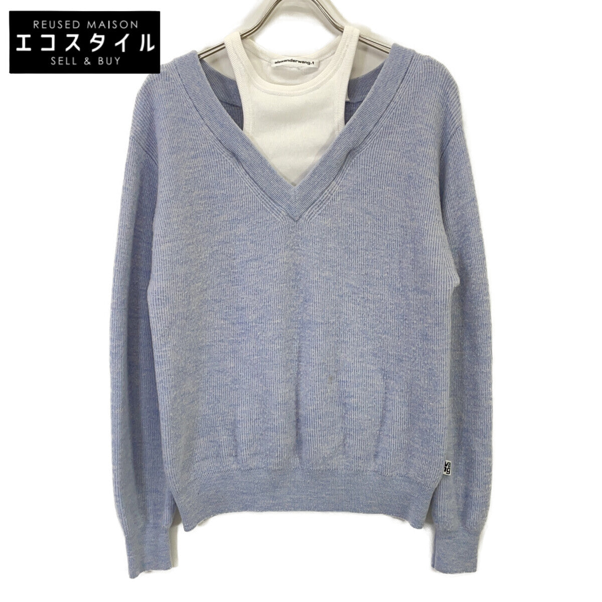 ALEXANDER WANG Light Blue CA00985 Layered Knit Top