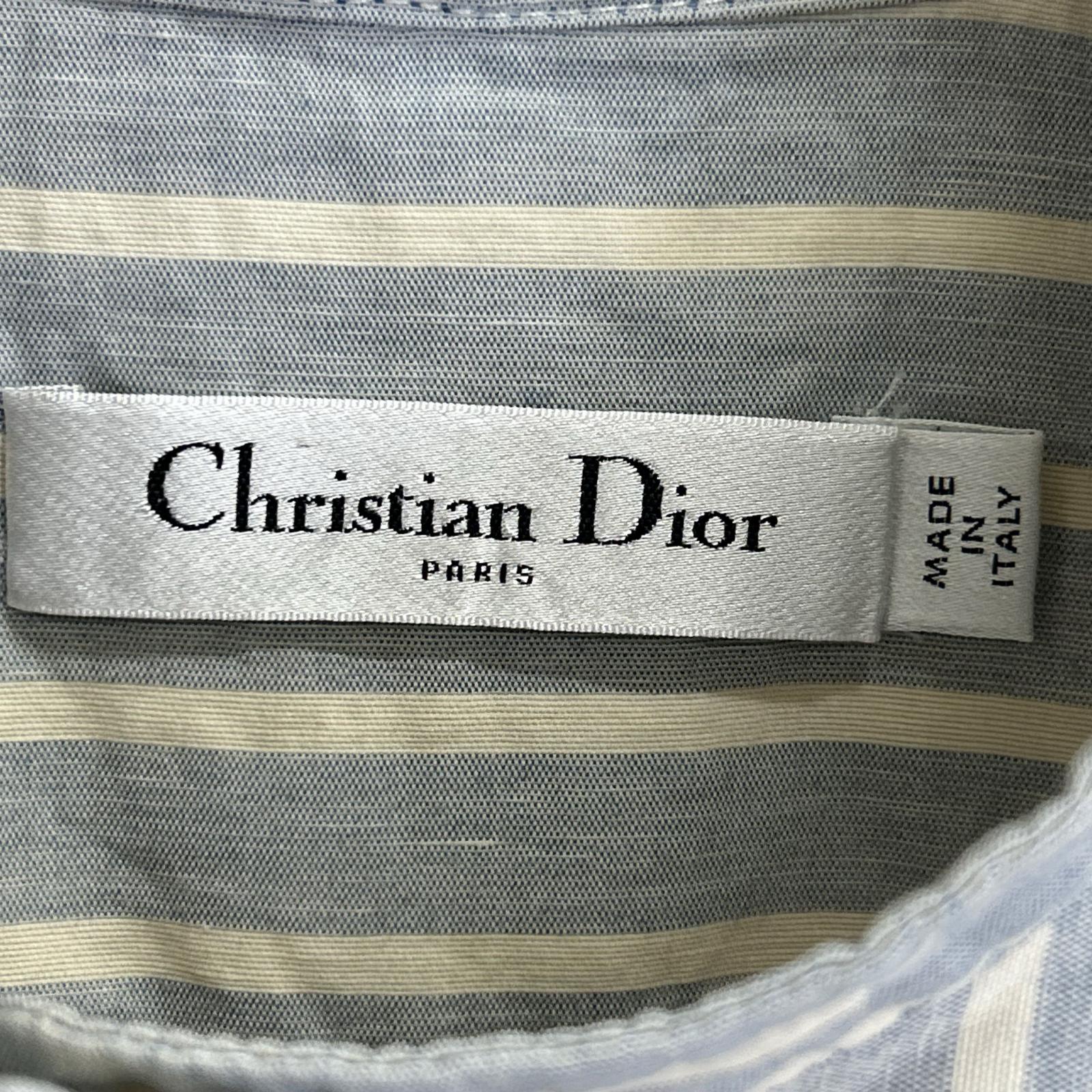 Christian Dior クリスチャンディオール ブルー 327R11A3157 リネンコットン ストライフ ゜シャツ トップス