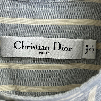 Christian Dior クリスチャンディオール ブルー 327R11A3157 リネンコットン ストライフ ゜シャツ トップス