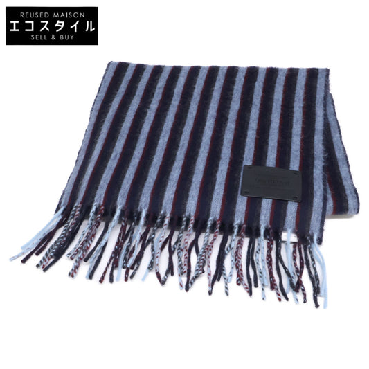 M71985 Lambswool/Cashmere Striped Fringed Scarf for Men