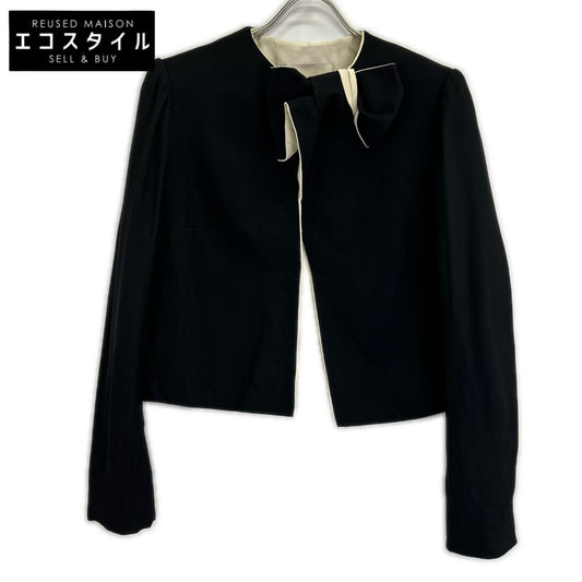 LANVIN ランバン RW JA7021 2555 P15 ブラック リボン ノーカラー ジャケット ジャケット
