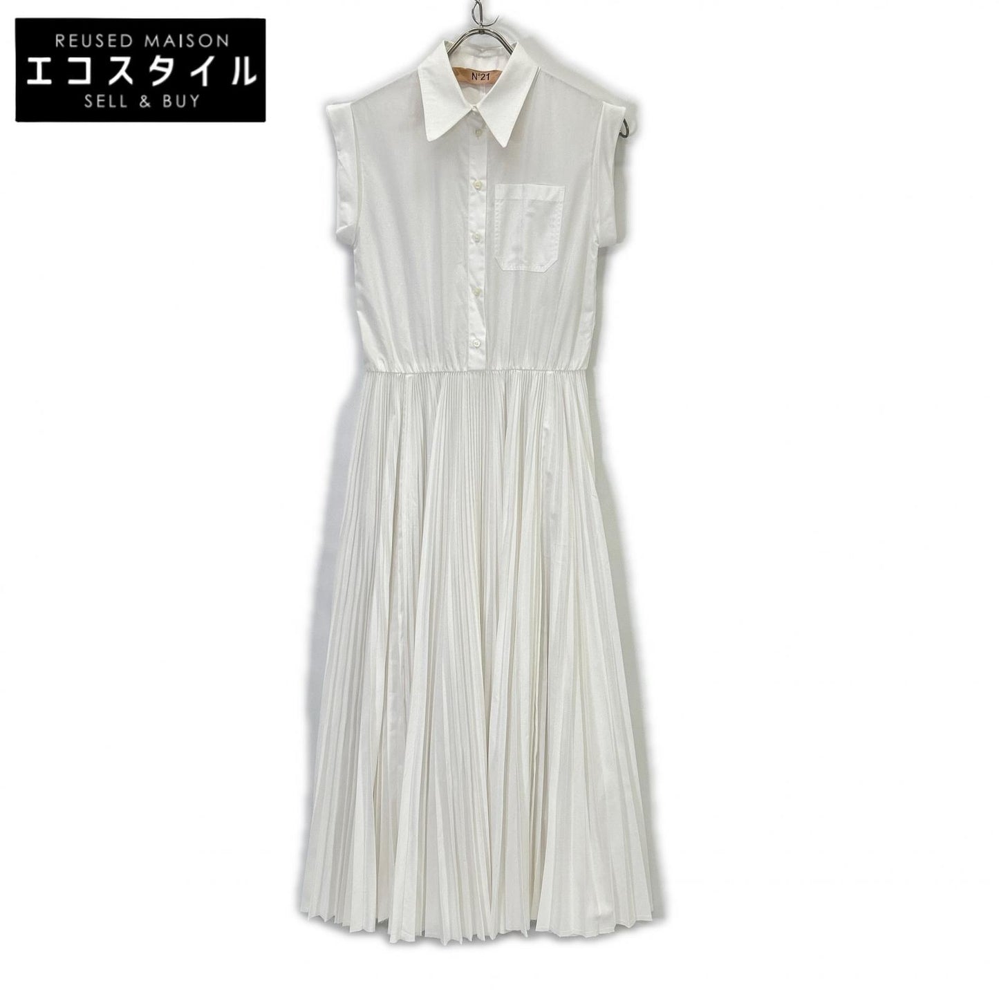 N゜21 ヌメロ ヴェントゥーノ 24A-H031-0157 ホワイト キャップ シャツドレス ワンピース