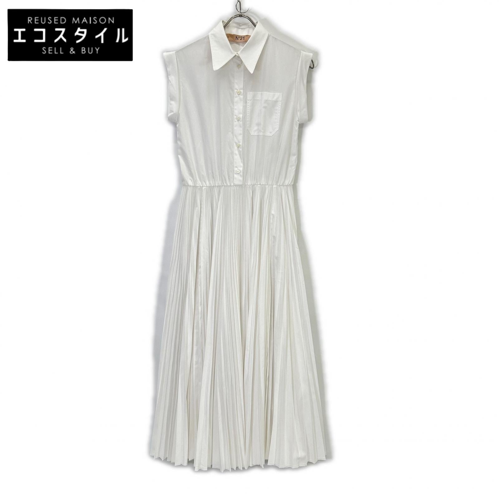 N゜21 ヌメロ ヴェントゥーノ 24A-H031-0157 ホワイト キャップ シャツドレス ワンピース