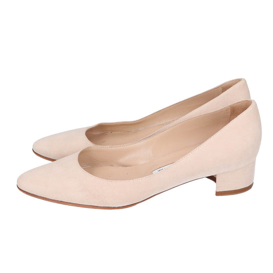 MANOLO BLAHNIK マノロブラニク LISTONY スエード チャンキーヒール パンプス シューズ
