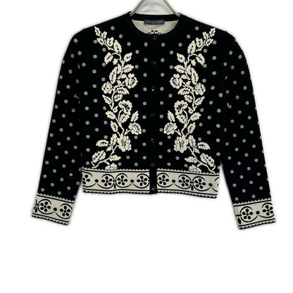 ALEXANDER McQUEEN アレキサンダーマックイーン 461072 ブラック フラワー エンブロイダリー ニットカーカーディガン トップス