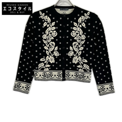 ALEXANDER McQUEEN アレキサンダーマックイーン 461072 ブラック フラワー エンブロイダリー ニットカーカーディガン トップス
