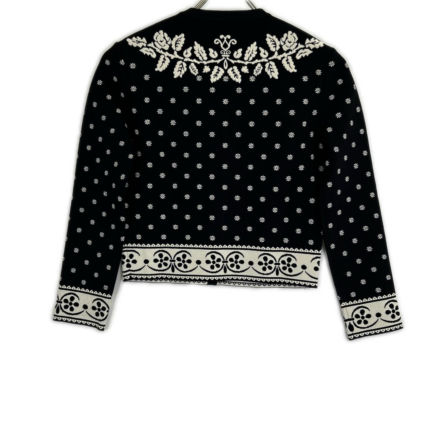 ALEXANDER McQUEEN アレキサンダーマックイーン 461072 ブラック フラワー エンブロイダリー ニットカーカーディガン トップス
