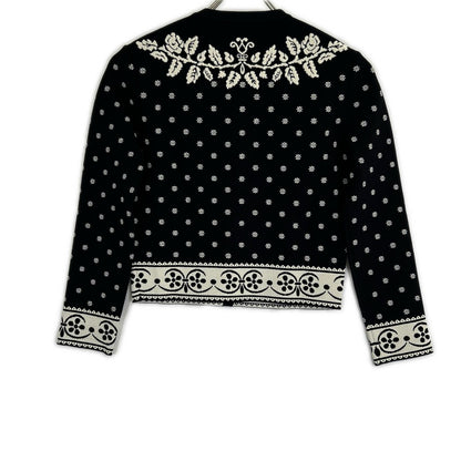 ALEXANDER McQUEEN アレキサンダーマックイーン 461072 ブラック フラワー エンブロイダリー ニットカーカーディガン トップス