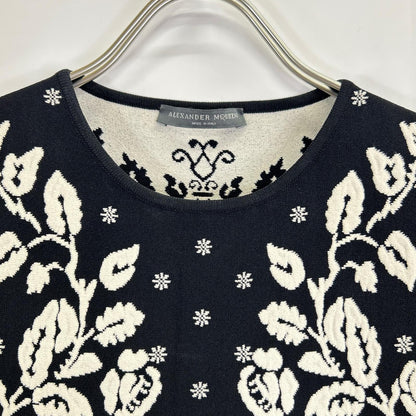 ALEXANDER McQUEEN アレキサンダーマックイーン 461069 ブラック フラワー ニット ワンピース ワンピース