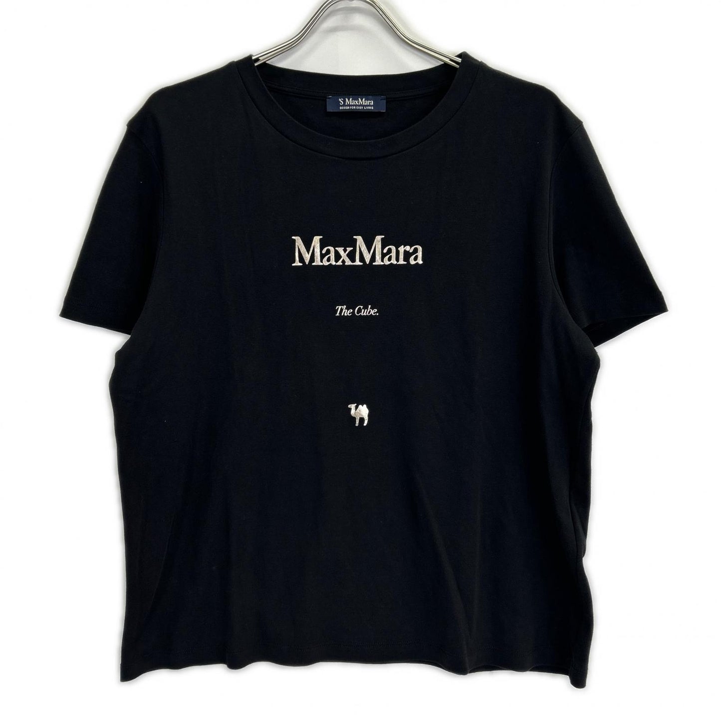 S MaxMara エスマックスマーラ 2519971011 25SS ブラック THE Cube ロゴ プリントTシャツ トップス