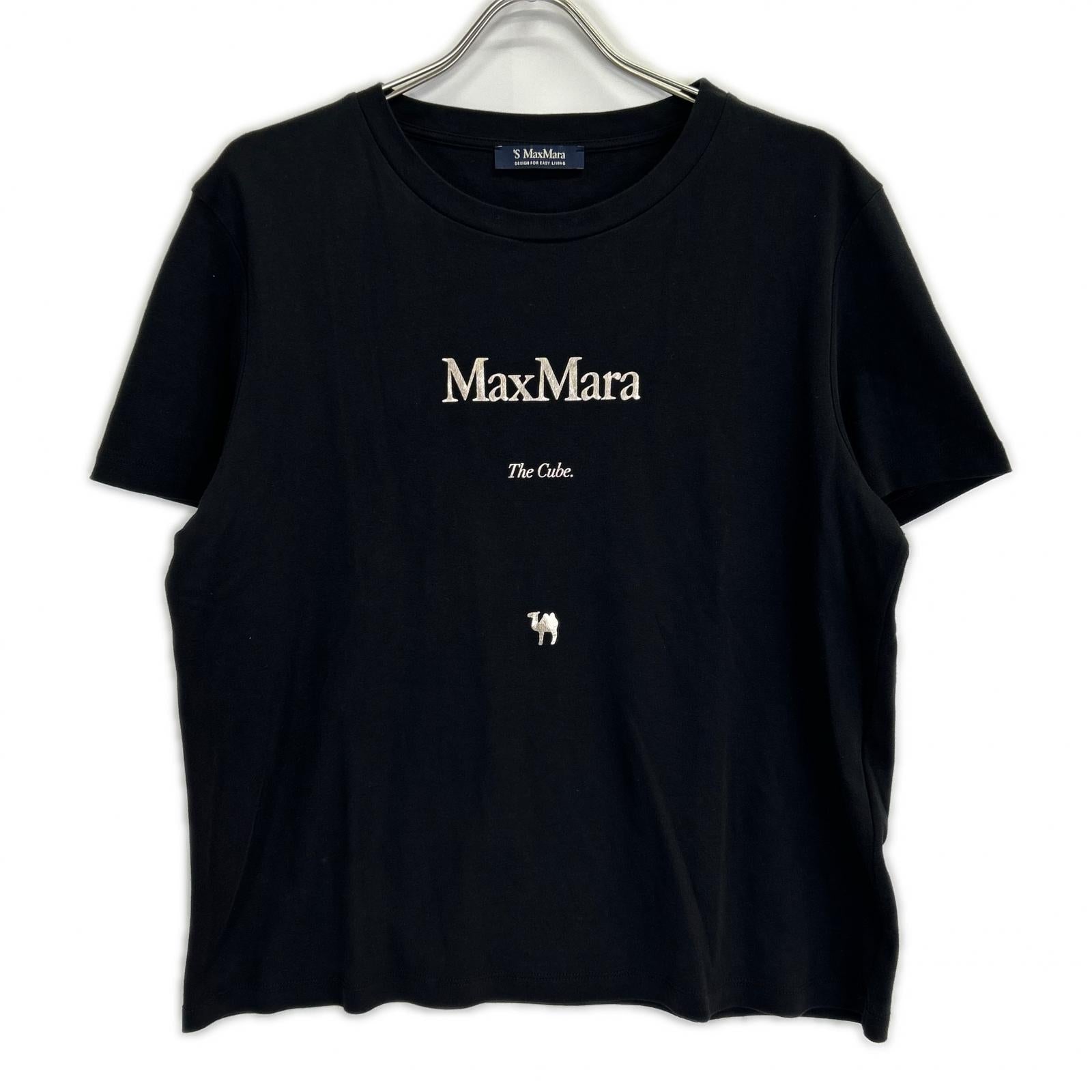 S MaxMara エスマックスマーラ 2519971011 25SS ブラック THE Cube ロゴ プリントTシャツ トップス