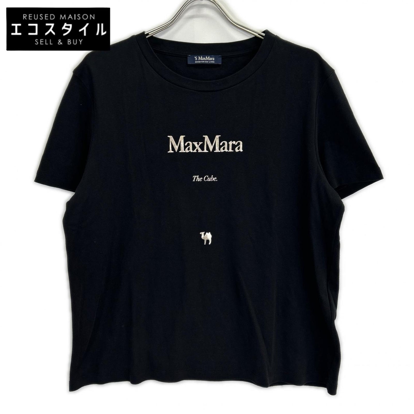 S MaxMara エスマックスマーラ 2519971011 25SS ブラック THE Cube ロゴ プリントTシャツ トップス