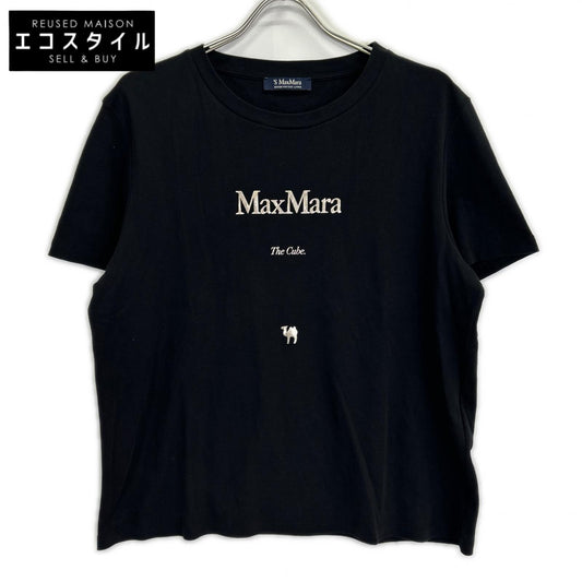 S MaxMara エスマックスマーラ 2519971011 25SS ブラック THE Cube ロゴ プリントTシャツ トップス