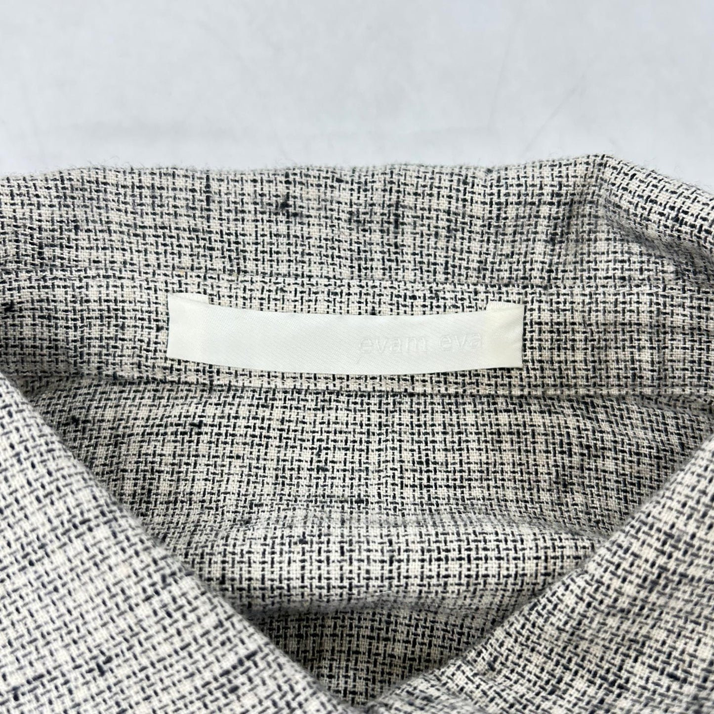 E253T087 灰色 棉麻 格纹衬衫 上衣 M 女士