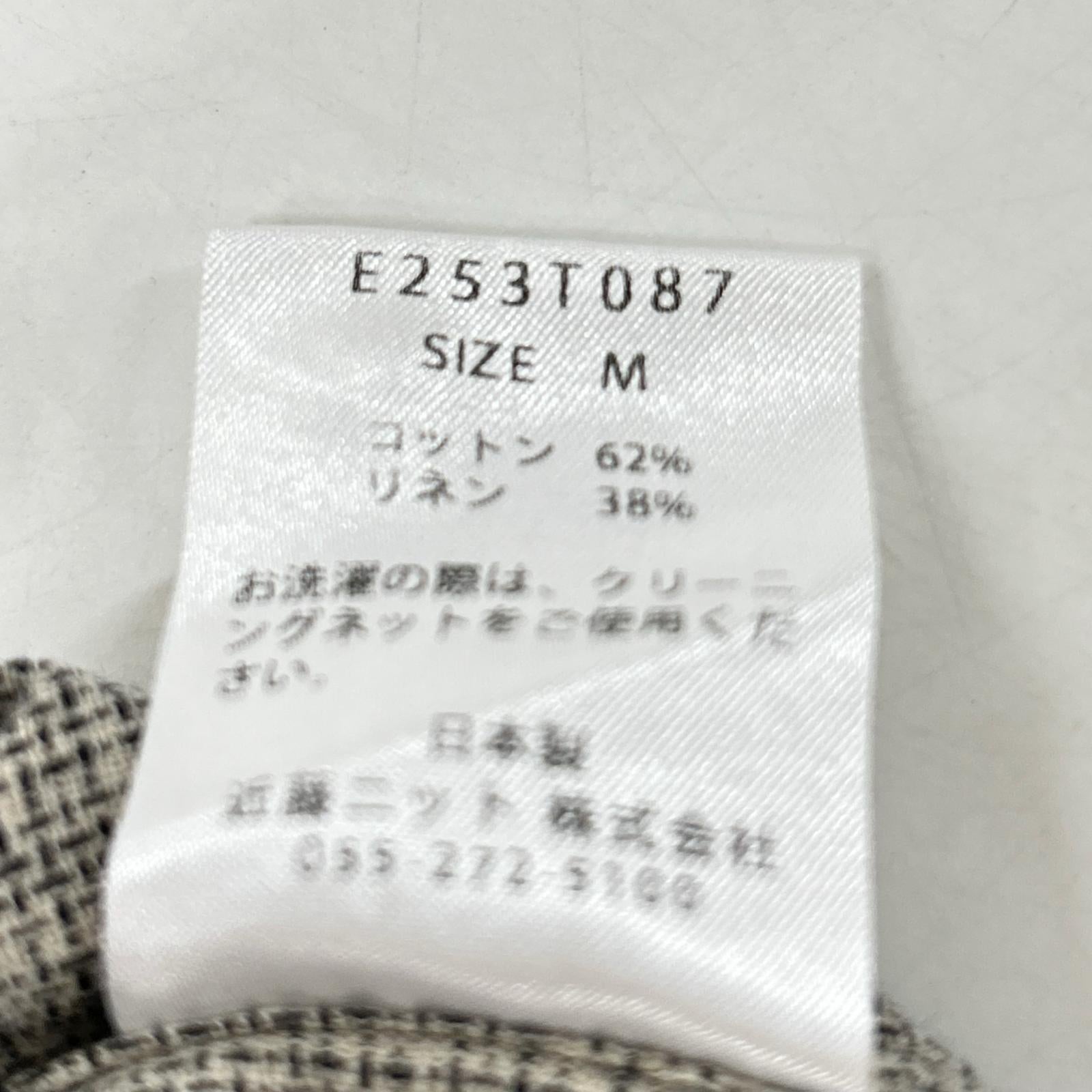 E253T087 灰色 棉麻 格纹衬衫 上衣 M 女士