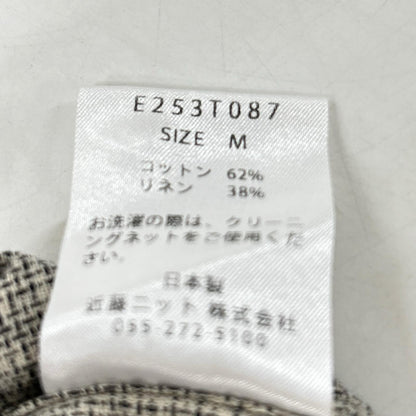 E253T087 灰色 棉麻 格纹衬衫 上衣 M 女士