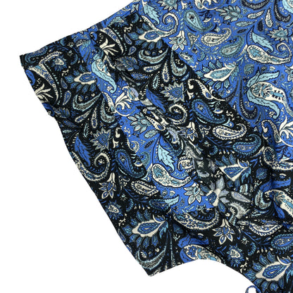 【SALE】 BANANATIME バナナタイム ブルー 332-094-16 ペイズリー柄 リボンVネック 半袖ワンピース ワンピース