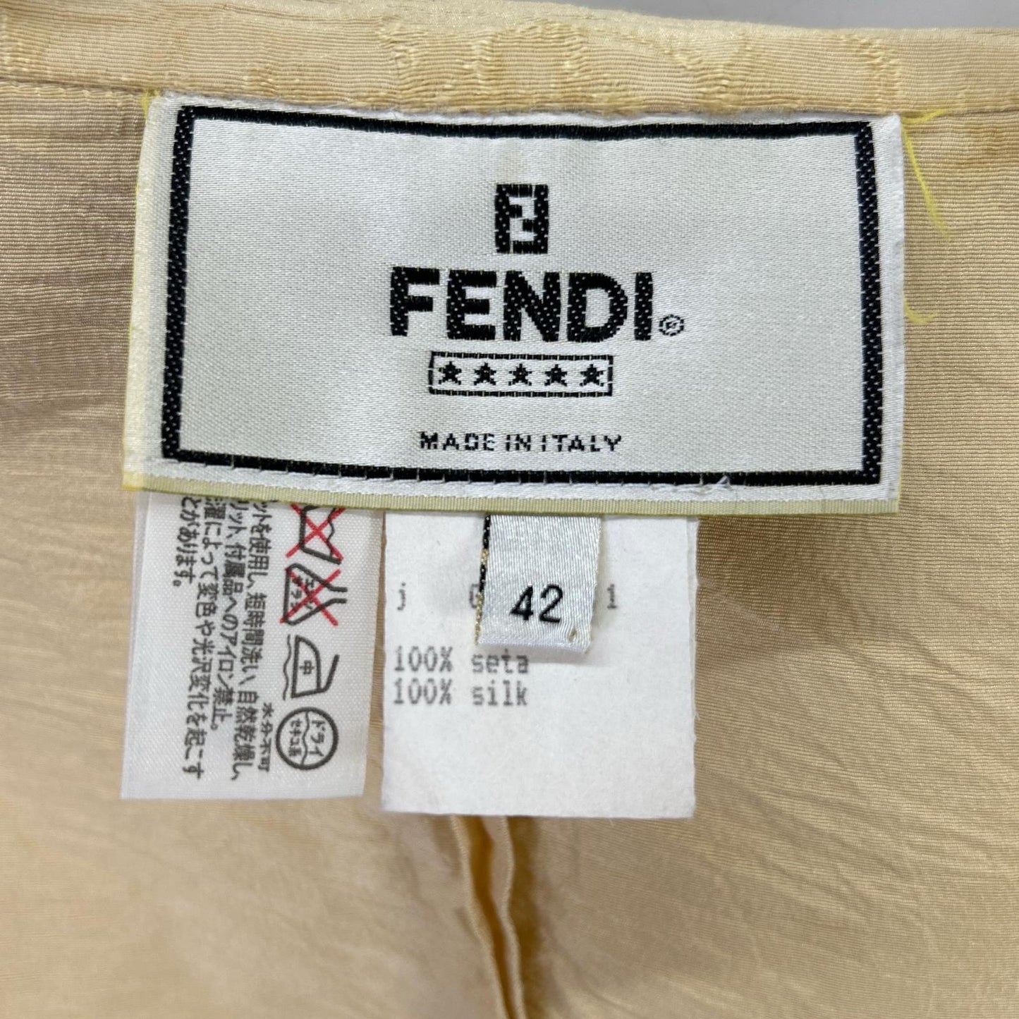 FENDI フェンディ ベージュ シルク ボタンレス テーラードジャケット ジャケット