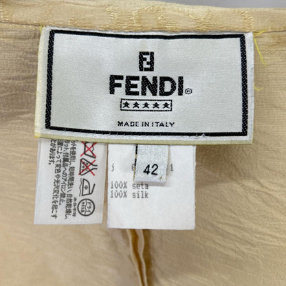 FENDI フェンディ ベージュ シルク ボタンレス テーラードジャケット ジャケット