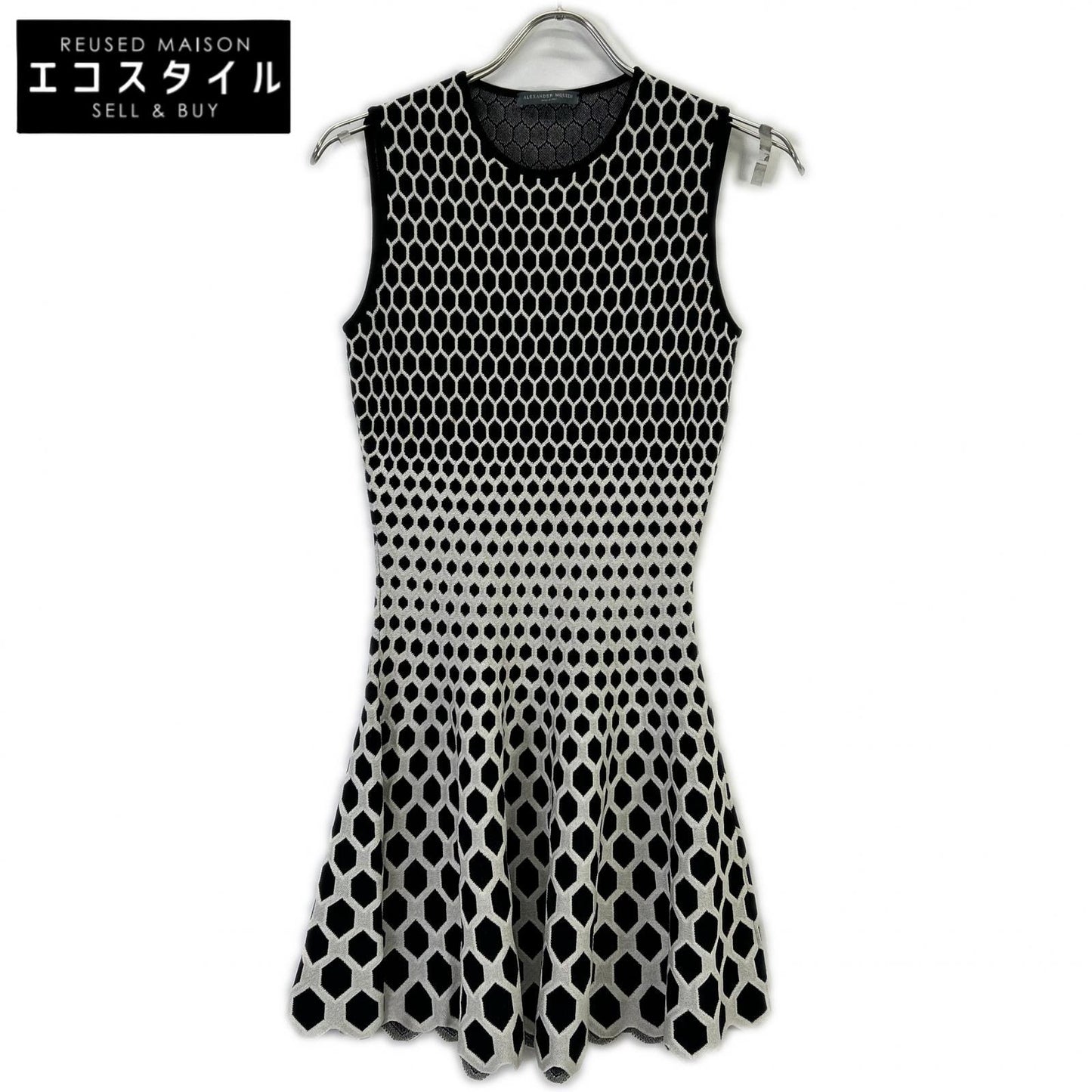 Alexander McQueen 亚历山大·麦昆 321142 Q1VNW 黑色蜂窝无袖连衣裙