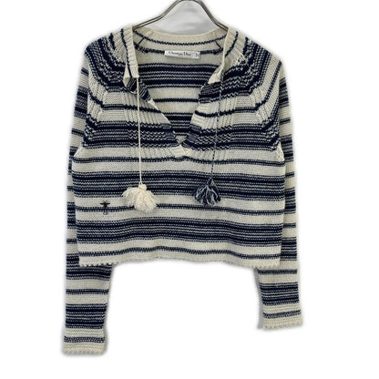 Christian Dior クリスチャンディオール ホワイト×ネイビー 914S63AM015 BEE カシミヤ ボーダー ニット トップス