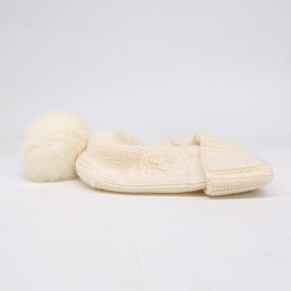 LOUIS VUITTON 401910 logo mink fur cashmere knit hat