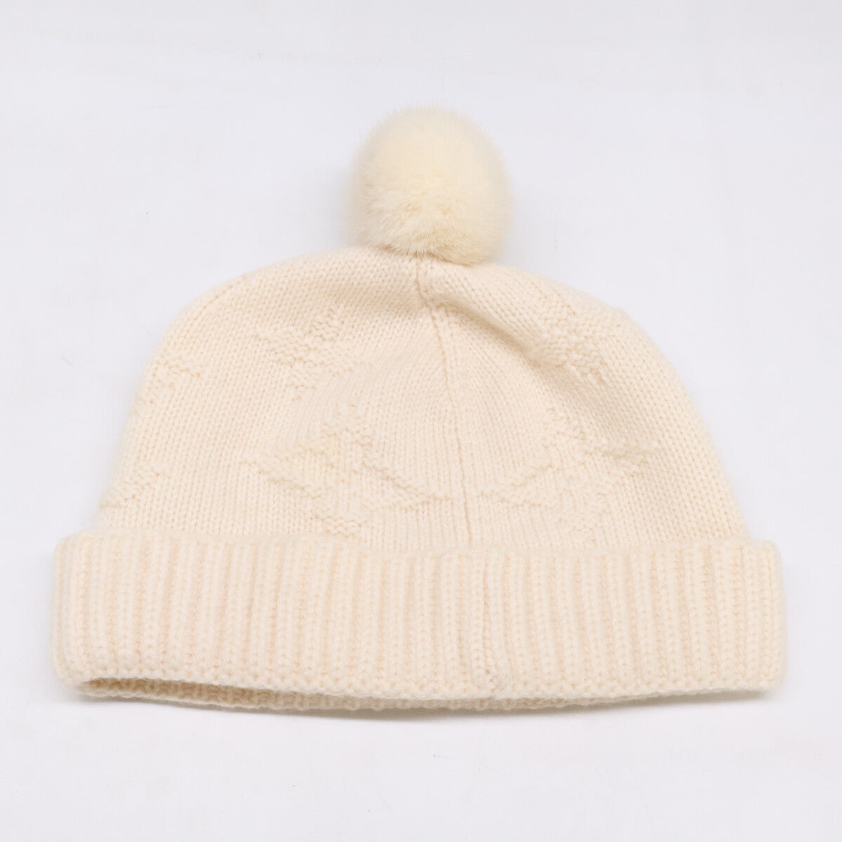LOUIS VUITTON 401910 logo mink fur cashmere knit hat