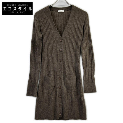 Chloe クロエ 8AT534-8A530 ブラウン カシミヤ Vネック 長袖 リブニット ロングカーディガン トップス