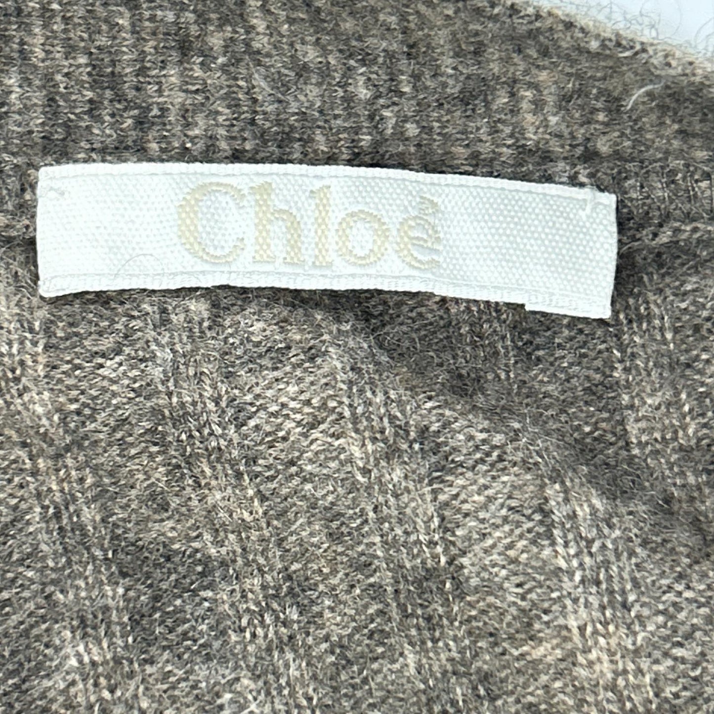 Chloe クロエ 8AT534-8A530 ブラウン カシミヤ Vネック 長袖 リブニット ロングカーディガン トップス