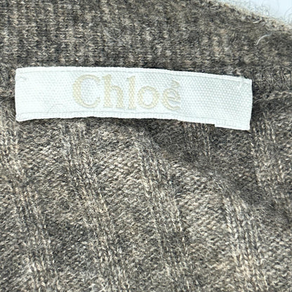 Chloe クロエ 8AT534-8A530 ブラウン カシミヤ Vネック 長袖 リブニット ロングカーディガン トップス