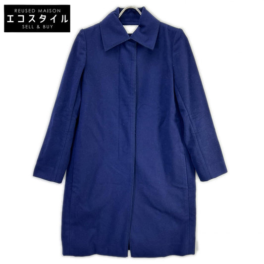 Chloe クロエ 11AMA29-11A061 ネイビー ウール ステンカラー 比翼 ロングコート コート