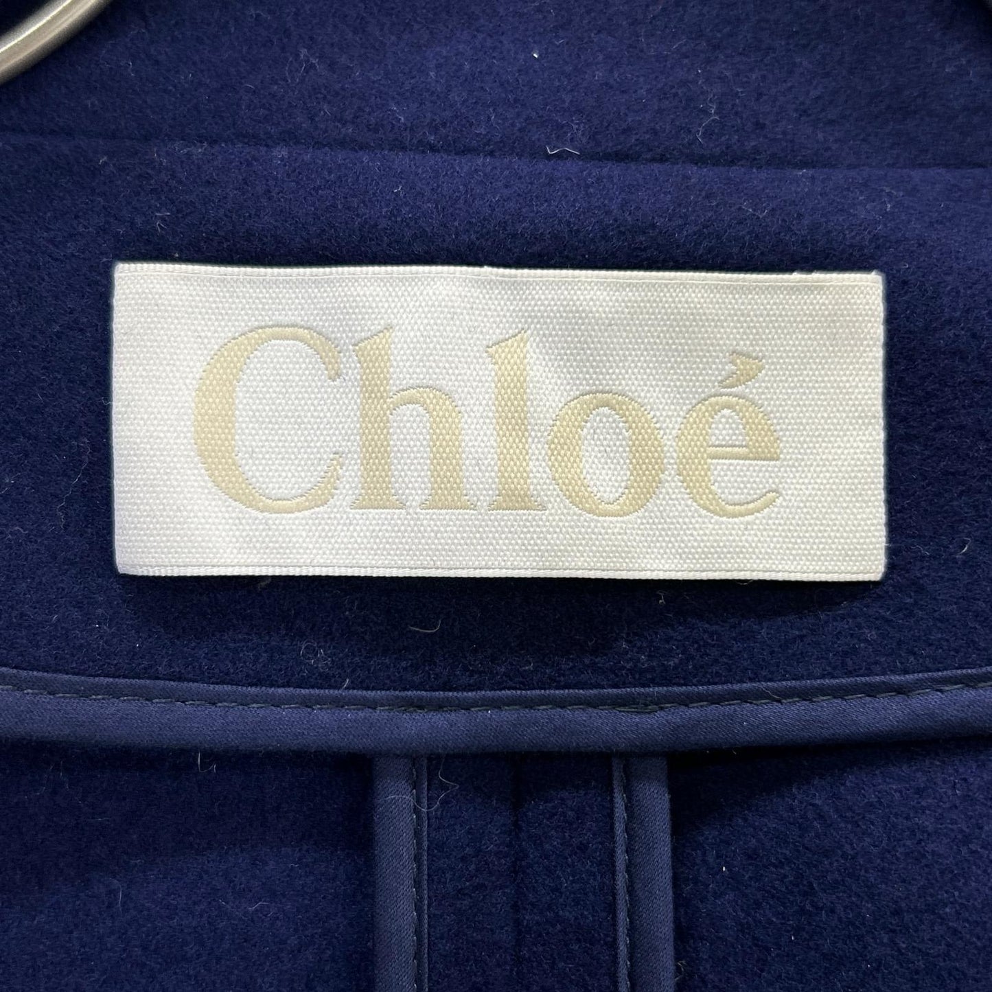 Chloe クロエ 11AMA29-11A061 ネイビー ウール ステンカラー 比翼 ロングコート コート