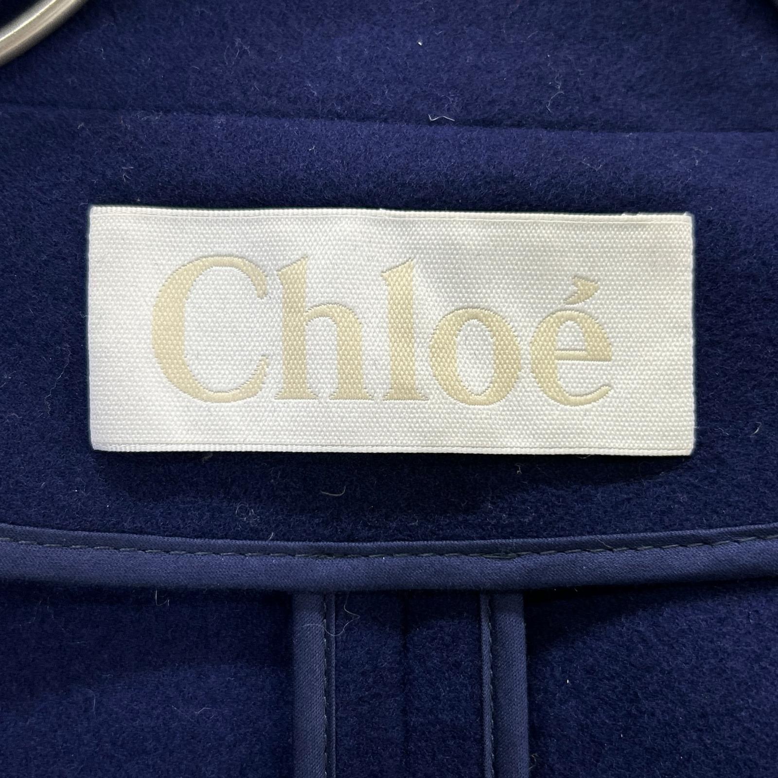 Chloe クロエ 11AMA29-11A061 ネイビー ウール ステンカラー 比翼 ロングコート コート