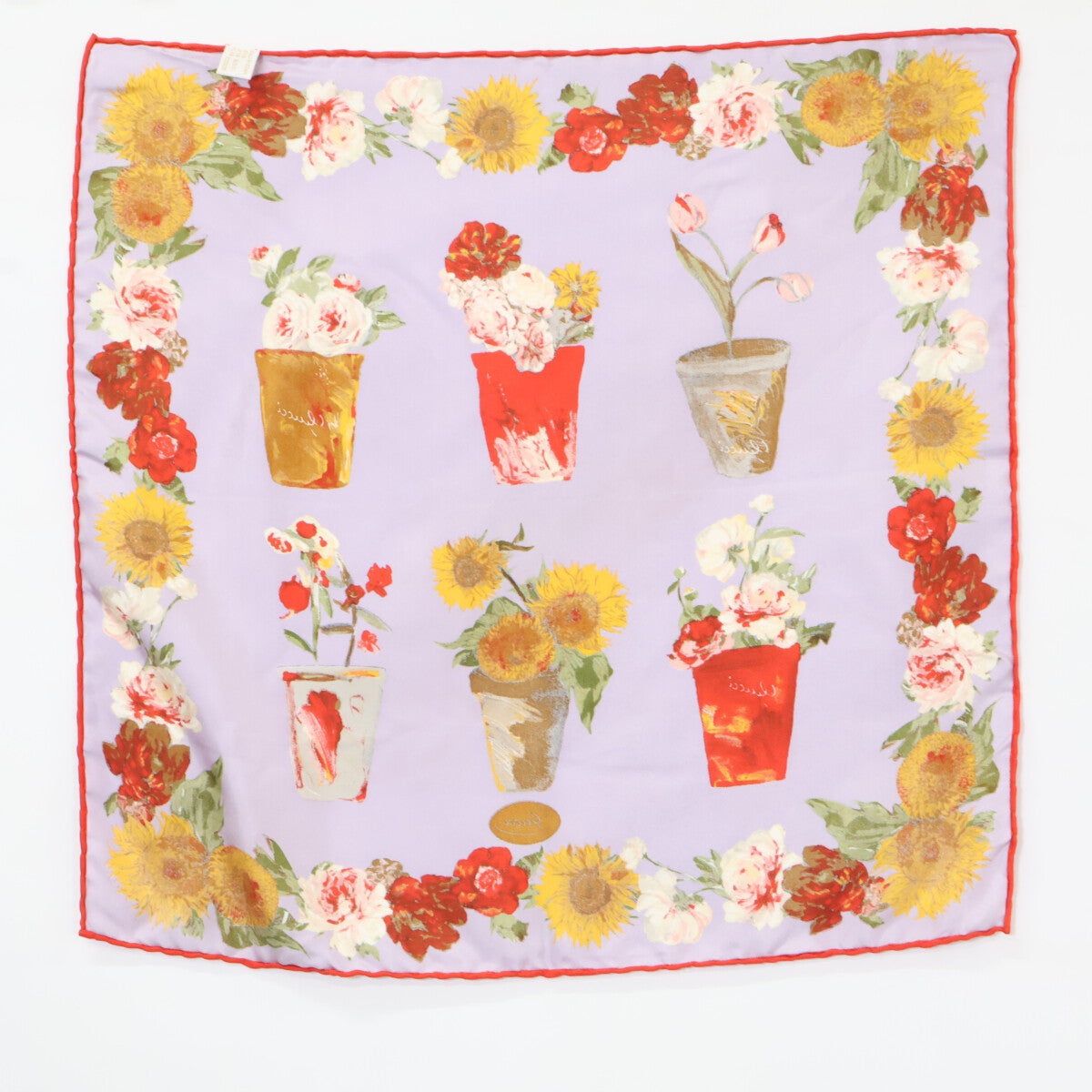 GUCCI グッチ 【美品】フラワー柄 シルク スカーフ