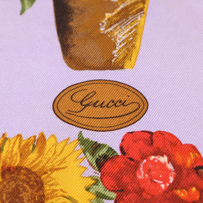 GUCCI グッチ 【美品】フラワー柄 シルク スカーフ