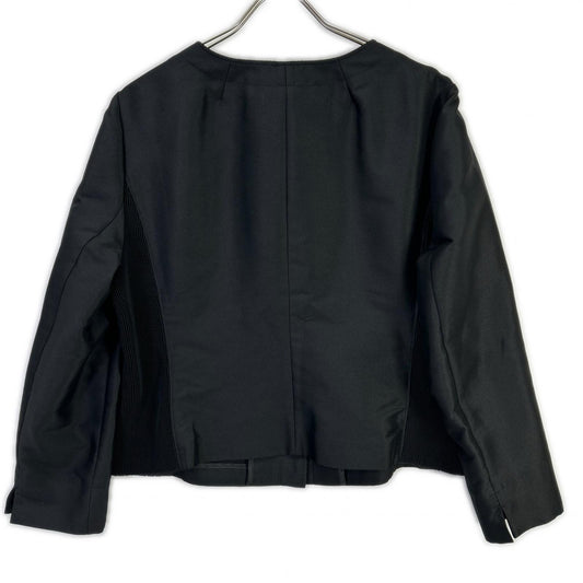 HIROKO BIS ヒロコビス RLJDJ-21350 Black Shirred Collarless Jacket Jacket