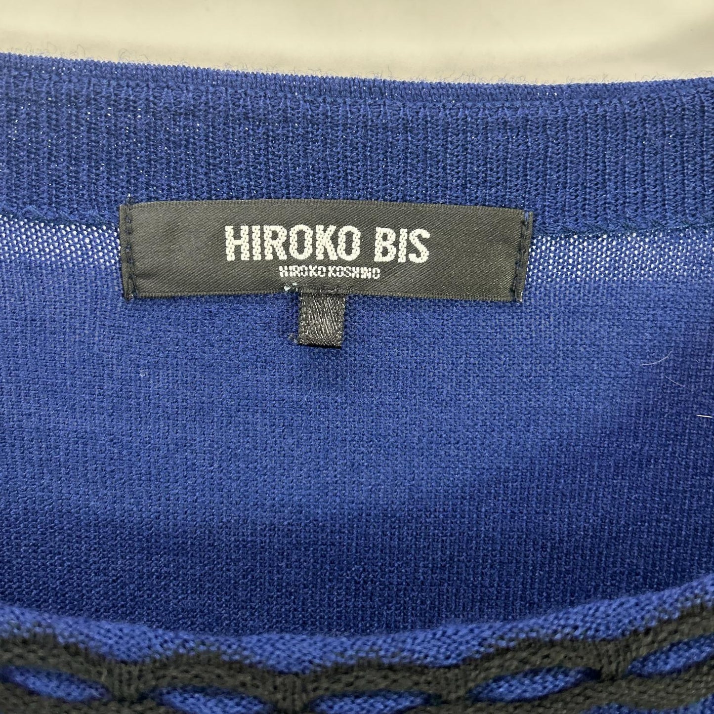 HIROKO BIS ヒロコビス RLFAKー16290 ブルー ブラック タックウェーブニットプルオーバー トップス