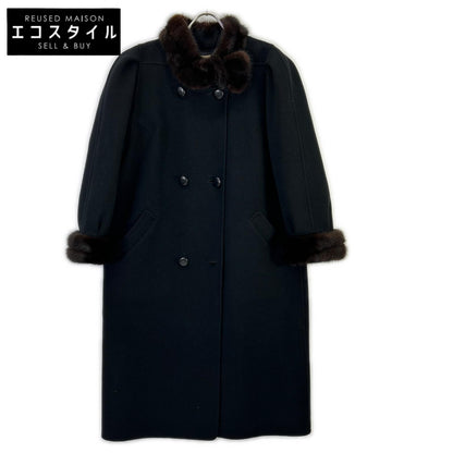 Leilian Leilian C-TK5716 black mink fur cashmere-wool long coat coat