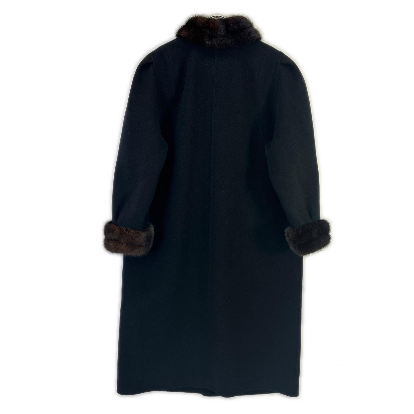 Leilian Leilian C-TK5716 black mink fur cashmere-wool long coat coat