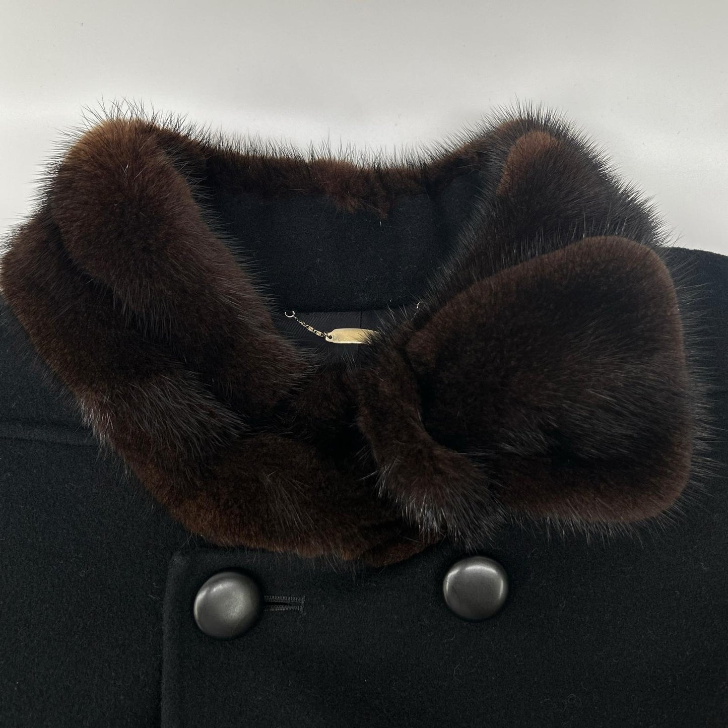 Leilian Leilian C-TK5716 black mink fur cashmere-wool long coat coat