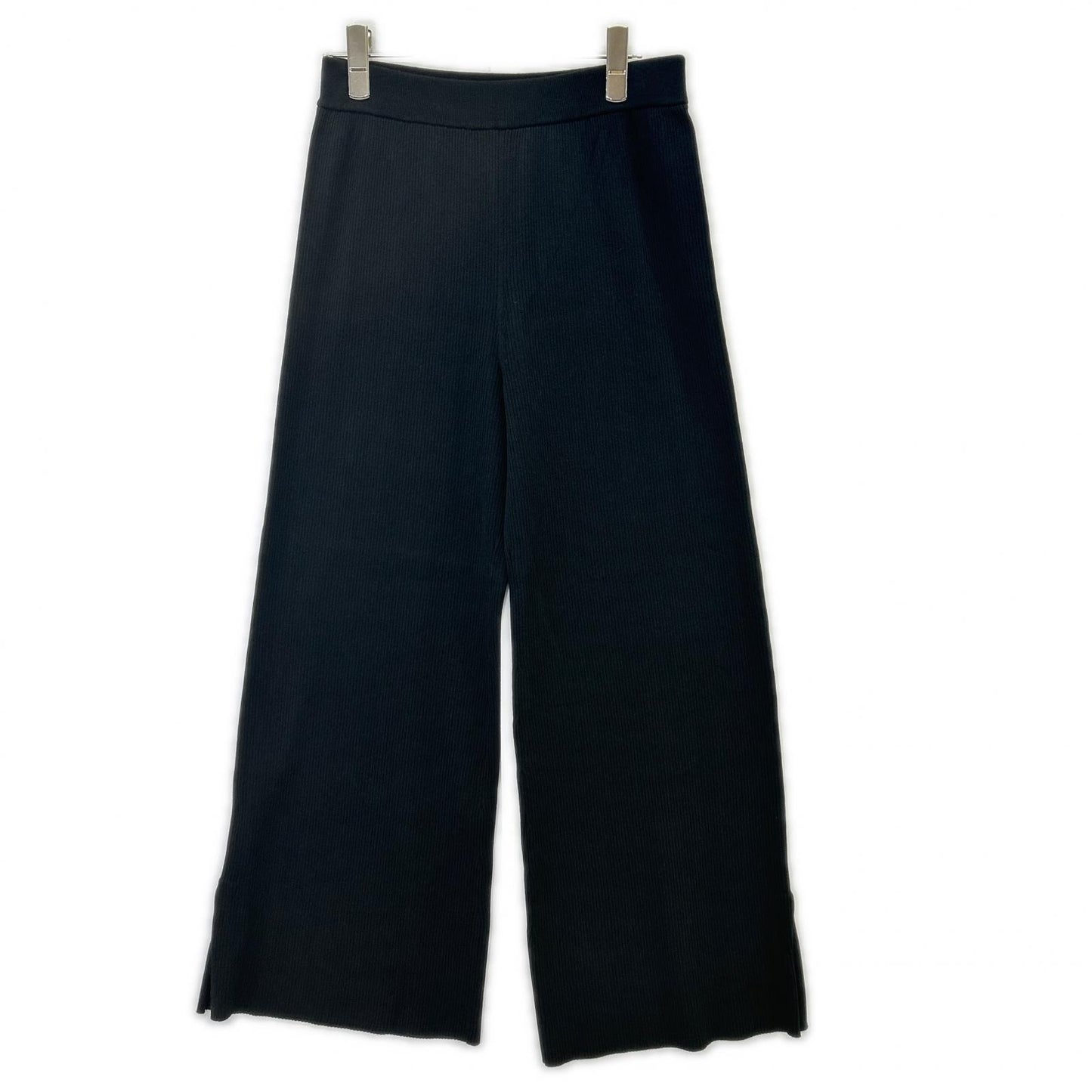 theory luxe セオリーリュクス ブラック スリットリブニットワイドパンツ OPUS MILAS ボトムス