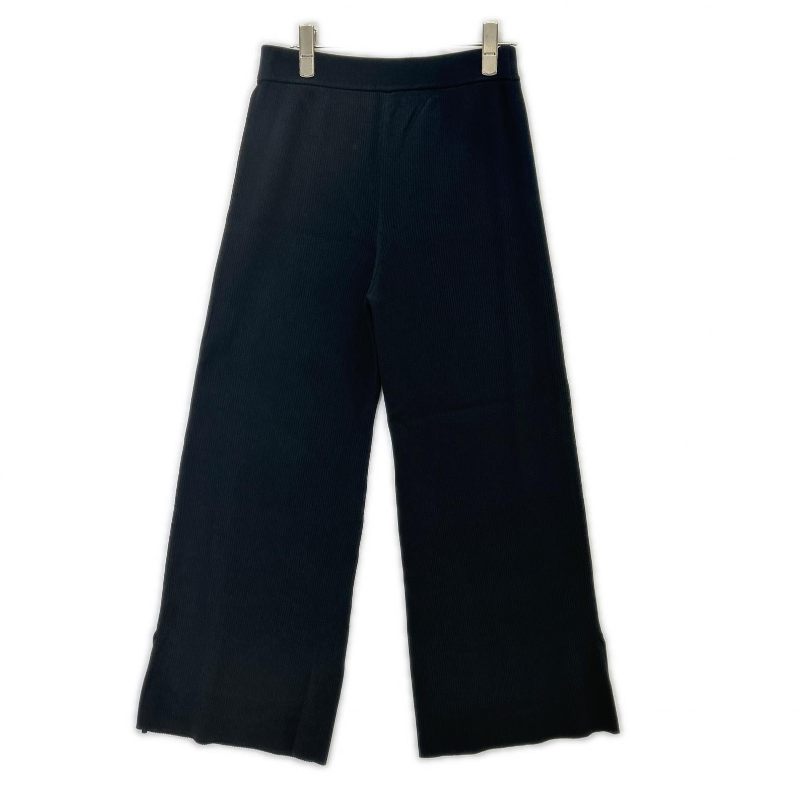 theory luxe セオリーリュクス ブラック スリットリブニットワイドパンツ OPUS MILAS ボトムス