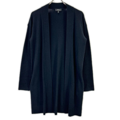 Theory セオリー ブラック カシミヤ混 ロングカーディガン CHARMANT RIB SLEEVE トップス
