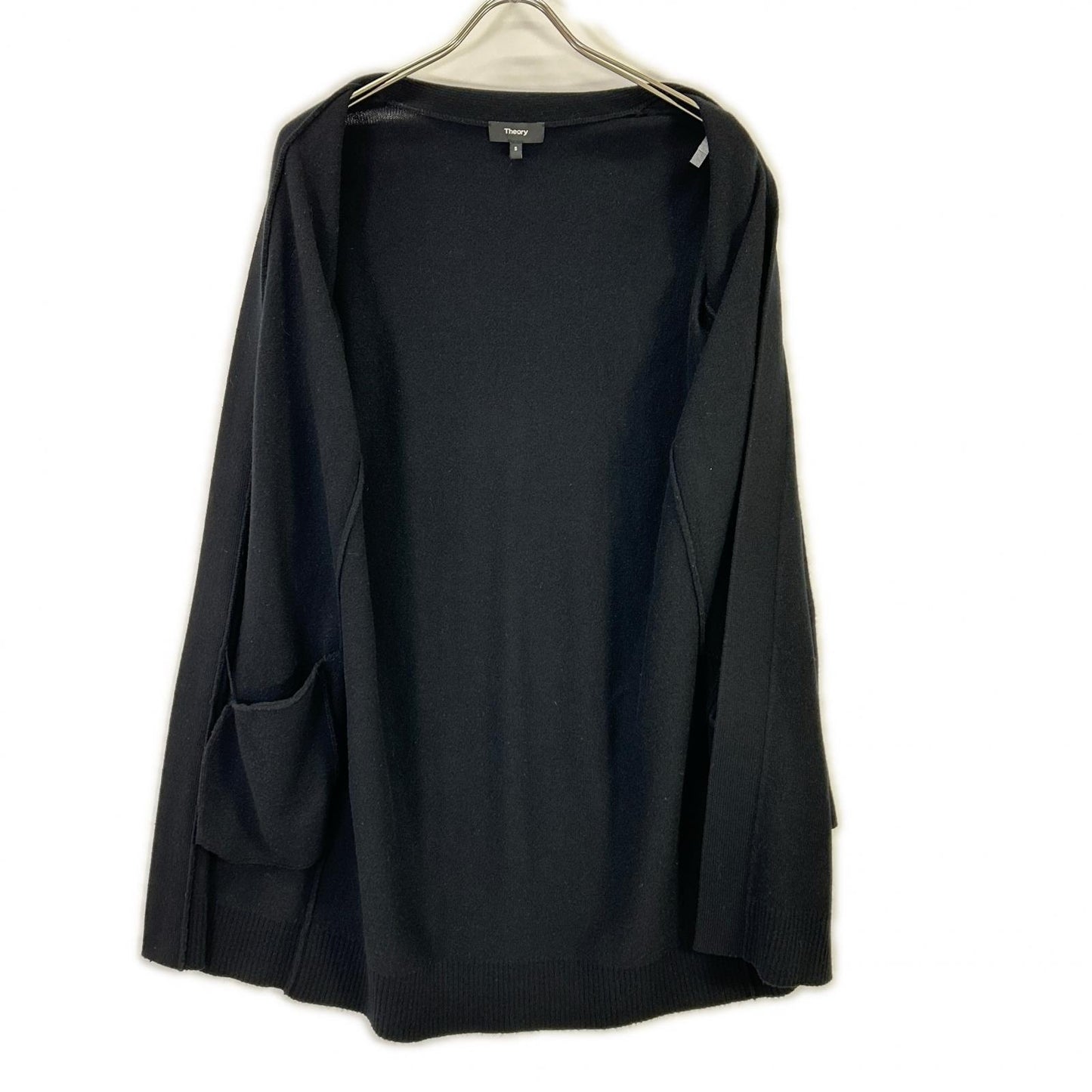Theory セオリー ブラック カシミヤ混 ロングカーディガン CHARMANT RIB SLEEVE トップス