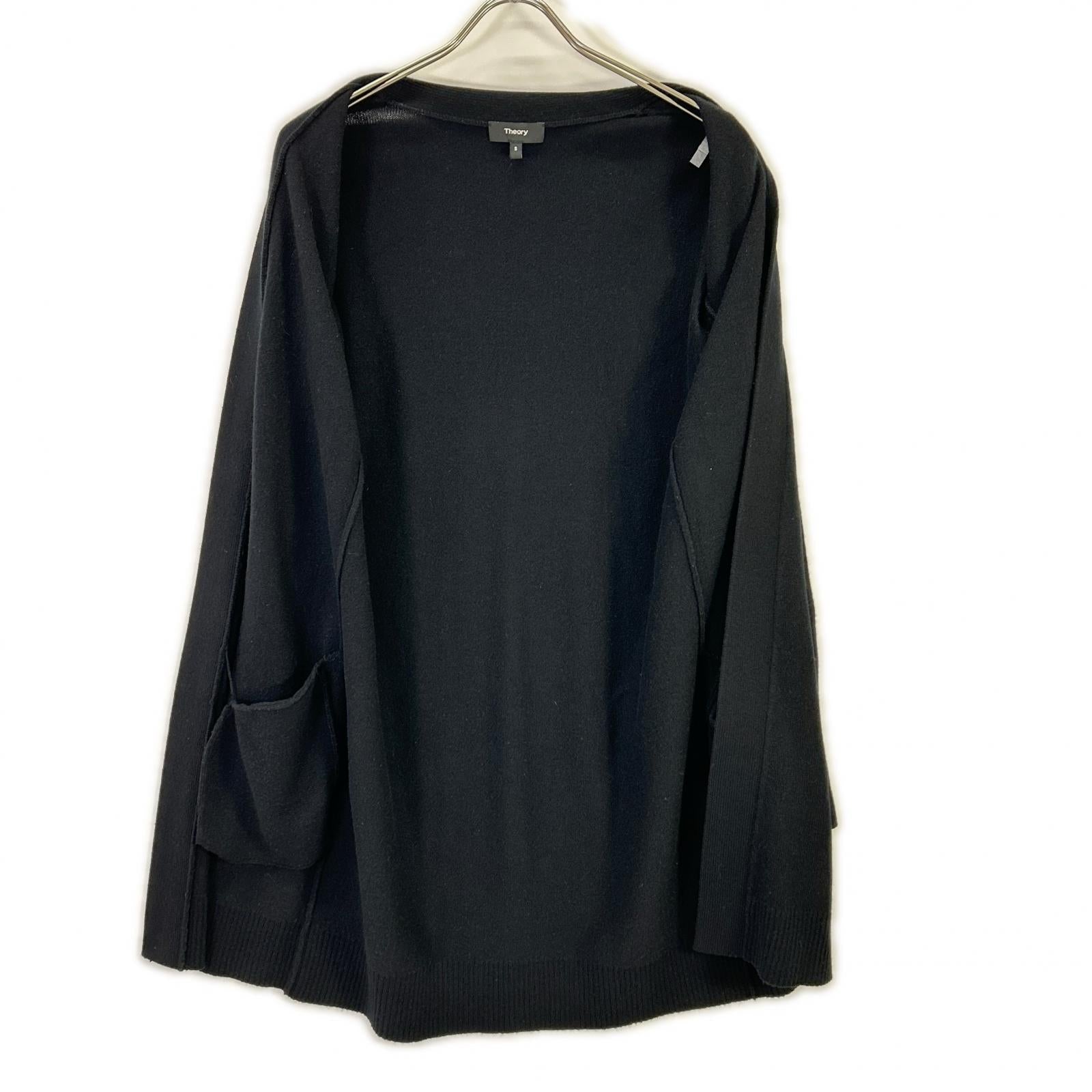 Theory セオリー ブラック カシミヤ混 ロングカーディガン CHARMANT RIB SLEEVE トップス