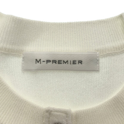 M-PREMIER エムプルミエ A738-606 ホワイト ドットボタンギャザースリーブカーディガン トップス